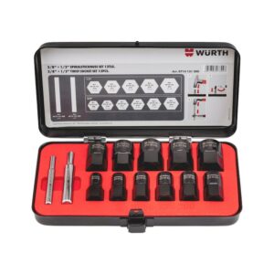 Jeu de douilles spiralées 3/8 pouce + 1/2 pouce