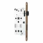 Serrure encastrée pour porte d'immeuble, de WC/salle de bain Classe 3 - DIN R, 55 mm, Acier, Noyer du Mayombe